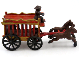 Antique Horse Drawn Circus Wagon Horse Drawn Red Gold 8&quot; Reproduction - £23.29 GBP