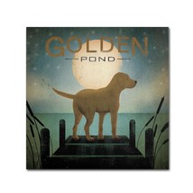 Moonrise Yellow Dog Gold Ornate Frameen Pond by Ryan Fowler Wall Decor, 18 by 18 - £48.64 GBP