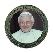 Vatican Medal Pope Benedict XVI 40mm Silver Plated &amp; Colored + CoA 01597 - $31.49