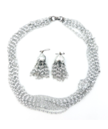 Vintage 60s Sarah Coventry Silvery Cascade Necklace and Pierced Earrings... - $54.33 CAD