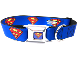 Buckle Down DC Comics SUPERMAN Classic LOGO Small 9&quot; - 15&quot; Neck Dog Collar - £19.38 GBP