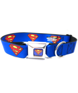 Buckle Down DC Comics SUPERMAN Classic LOGO Small 9&quot; - 15&quot; Neck Dog Collar - $34.09 CAD