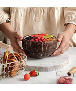 100% Natural Coconut Shell Bowl and Spoon Set (Leaf Pattern) - $20.18 CAD