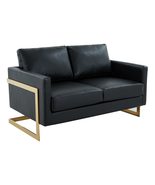 LeisureMod Lincoln Modern Mid-Century Upholstered Leather Loveseat with ... - $955.50