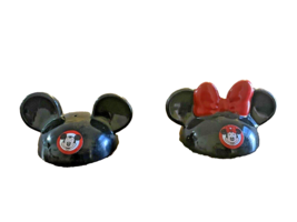 Salt Pepper Shakers Disney Minnie &amp; Mickey Mouse Ears Black Ceramic Vintage - $13.89