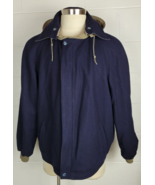 Vtg Lakeland Blue Wool Khaki Reversible Bomber Jacket Coat w. Removable ... - £38.83 GBP