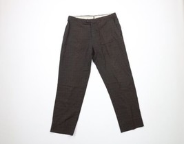 Vintage 30s 40s Streetwear Mens 31x28 Lightweight Chino Pants Brown Plaid USA - £93.06 GBP