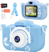Yue3000 Upgrade Kids Cat Camera,Gifts For Boys And Girls Of Age 3-9, 1080P, Blue - £30.99 GBP