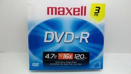 Maxell DVD-R Media 3 - Disc Pack - 16x 120 Min 4.7 Gb - New & Sealed - $14.99