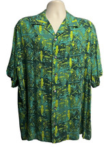 Disneyland Resort Vintage Mens Green Hawaiian Tiki Button Up Shirt XL Po... - £133.42 GBP