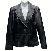 Classiques Entier Blazer Career Blue Tonal Diagonal Stripe Jacket Womens Size 10 - £13.65 GBP