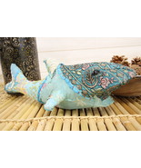 Great White Shark Hand Crafted Paper Mache In Colorful Sari Fabric Figurine - $43.89 CAD