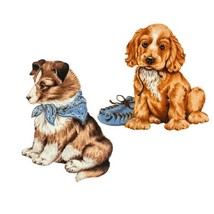 Vintage Puppy Dog Fabric Patches Iron-on Set of 2 Craft Project - £9.84 GBP