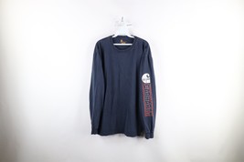 Vintage Carhartt Mens Large Faded Spell Out Long Sleeve T-Shirt Blue Cotton - £27.25 GBP