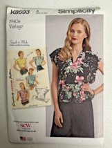 Simplicity K8593 Pattern Size A S-L  1940&#39;s Vintage Uncut 2018 - $164.91 MXN