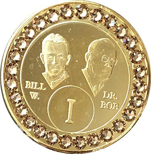 Founders Bill & Bob Light Topaz Swarovski Crystal AA Medallion Year 1 - 50 Gold