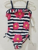 NWT BABY GAP Girls Pink Floral Blue Stripe Bathing Swimsuit Size 2 yrs - £11.66 GBP