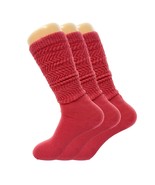 3 Pairs Pack Extra Long Slouch Scrunch Knee High Socks with Thin Sole Si... - £9.49 GBP