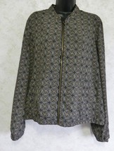 Cato Ladies Blouse Unlined Zipped Jacket Black Gold Geometric Design Size Large - £14.64 GBP