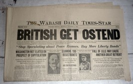 Wabash, IN Daily Times-Star, Oct. 17, 1918 - British Capture Ostend in B... - £15.51 GBP