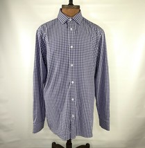 Mizzen+Main Leeward Long Sleeve Shirt Men&#39;s XL Trim Fit Blue/White Checks - $40.58