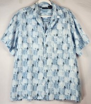Knightsbridge Shirt Mens XL Blue Button Up Collared Fish Print Short Sleeve - $14.84