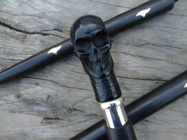 Skull Design Handle Brass Pipe Wooden Lathe Designer Walking Stick Vintage Cane - £29.42 GBP