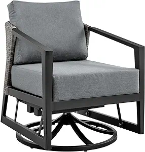 Armen Living Aileen Outdoor Patio Swivel Lounge Chair, Standard, Black - $1,492.99