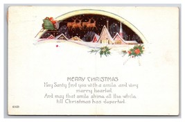 Santa Claus Flying on Sleigh Night Scene Merry Christmas DB Postcard Z7 - £6.18 GBP