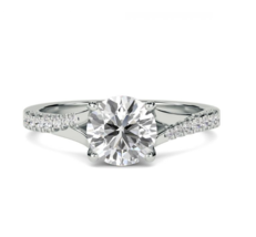 Certified 2Ct Round Cut Lab Grown Diamond Real 14k White Gold Engagement Ring - £1,025.45 GBP