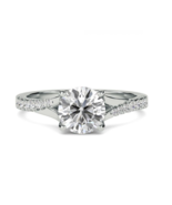 Certified 2Ct Round Cut Lab Grown Diamond Real 14k White Gold Engagement Ring - £1,003.31 GBP