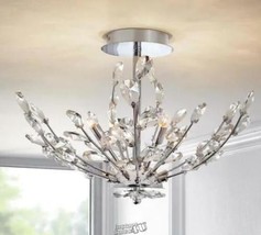 HDCHetcherson 20 in. 4-Light Chrome Semi Flush Mount with Crystal Glass Branches - £59.44 GBP