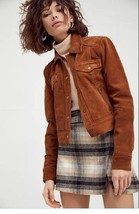 Women suede leather shirt brown suede buckskin Women designer leather jacket #19 - £126.60 GBP