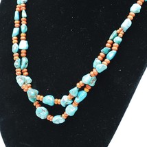 Sterling Silver .925 Turquoise Beads Statement Heavy Necklace - $125.90