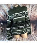 American Vintage Womens Large Wool Blend Chunky Knit Fair Isle Sweater U... - £37.25 GBP