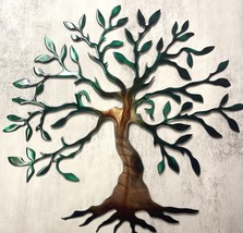 Olive Tree of Life - Metal Wall Art - Copper Green tinged 18 1/4&quot; x 18 1/4&quot; - £44.98 GBP