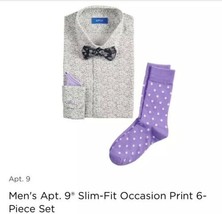 APT 9 Men&#39;s Slim Fit Occasion Print  Dress Shirt 6 Piece Set - £32.96 GBP