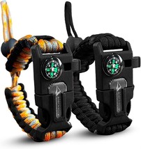 Paracord Survival Bracelet Whistle Compass Fire Starter... 2 Pack NEW - £11.58 GBP