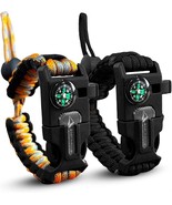 Paracord Survival Bracelet Whistle Compass Fire Starter... 2 Pack NEW - £11.85 GBP