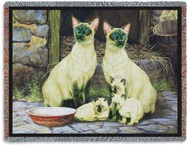 72x54 SIAMESE CAT Tapestry Afghan Throw Blanket  - £50.64 GBP