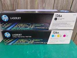 HP 126A LaserJet 3 Color Toner Cartridges CE311A,CE312A,CE313A Plus Blac... - £67.69 GBP