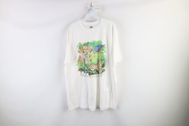Vintage 90s Streetwear Mens XL Nature Safari Animal Earth Day T-Shirt White - £35.46 GBP