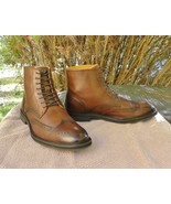 Schuh DRACO Leather Boots Brown Lace Up Brogue Wingtip ankle Mens UK 10-... - $1,381.09 MXN