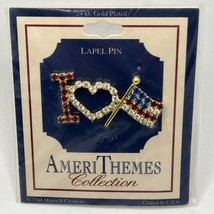 American Flag 24 Karat Gold Plated US AmeriThemes Patriotic Enamel Lapel... - £11.24 GBP