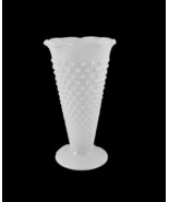 MCM Anchor Hocking Hobnail Milk Glass Vase Dots White Trumpet Shape Scallop 9.5" - $17.04