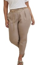 Torrid Donna Affusolato Pantaloni Beige Tasche Misto Lino Abito Carriera... - $24.75