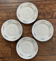 (8) Spring Meadow China Saucers Pink &amp; Blue Florals Blue Trim 6 1/2” - £4.40 GBP