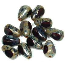 12 Purple Glass Beads Tear Drop Window Jewelry Parts - $7.22