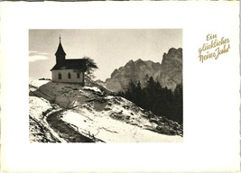 Vtg German Postcard Ein glückliches neues jahr (A Happy New Year) Church... - £3.43 GBP