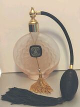 Victoria&#39;s Secret Black Glass Perfume Bottle W/Atomizer Black Bulb Tasse... - $18.55
